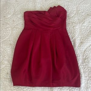 Red Silk-like strapless mini dress